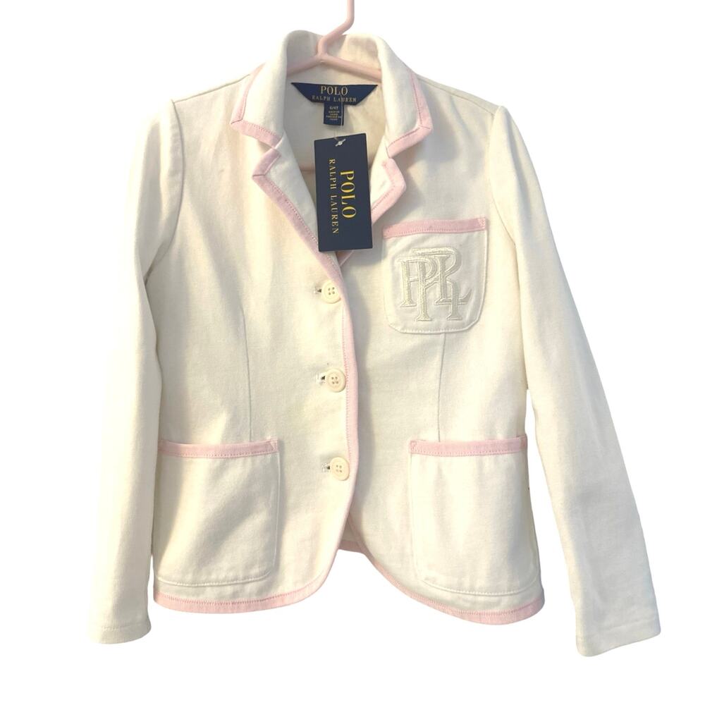 Polo Ralph Lauren adorable white and pink country club girl blazer cotton 4/4T - Picture 2 of 6